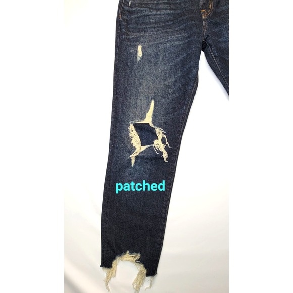 Gap Jeans Women Size 28R Distressed Best Girlfriend Raw Hem Dark Wash Gap Denim - Picture 2 of 16